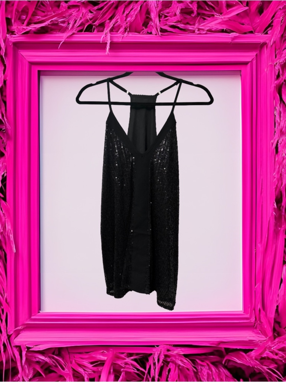 Black Sequin V-Neck Camisole